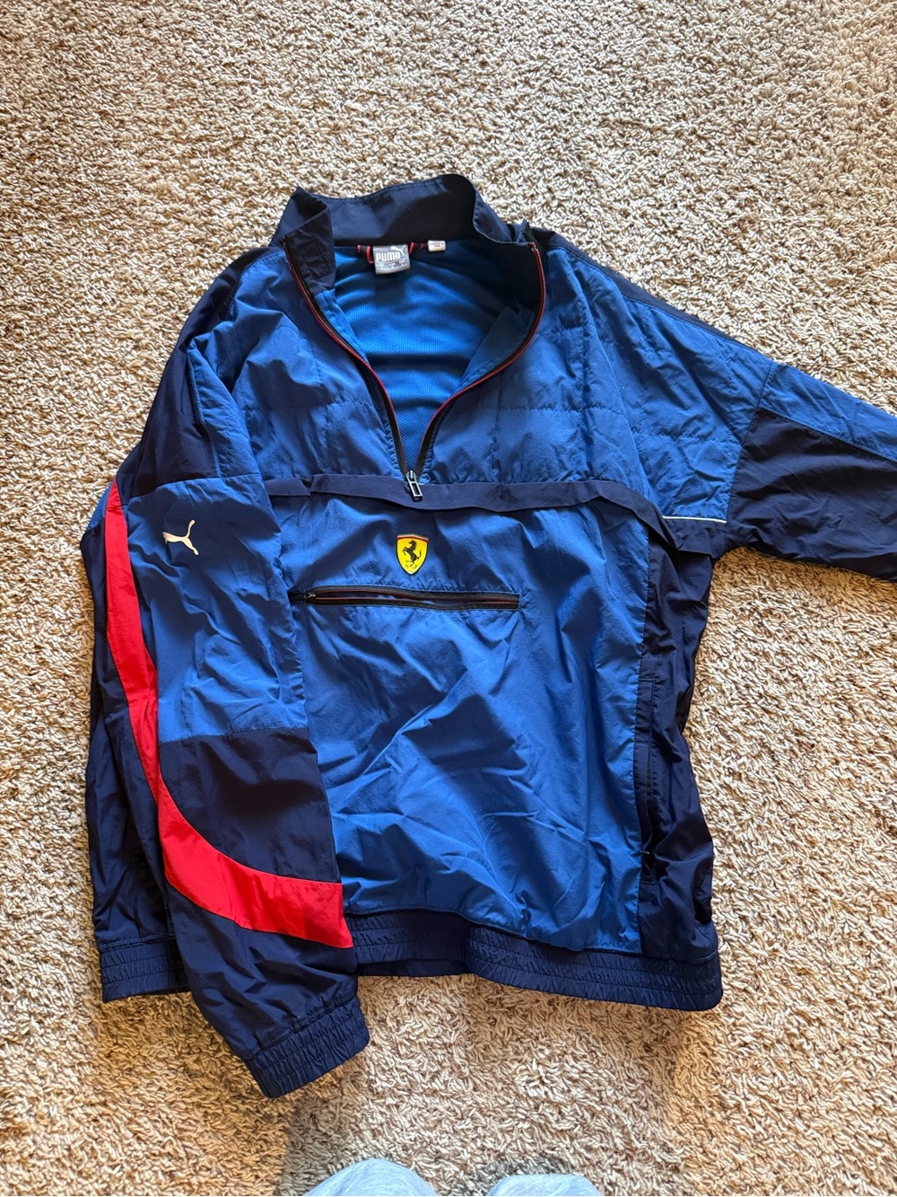 Puma Kids Blue Windbreaker with Red Accent